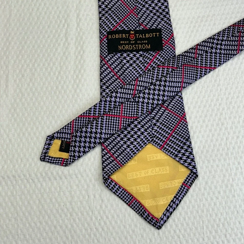 Robert Talbott‎ Best of Class Nordstrom Silk Tie Houndstooth Plaid USA